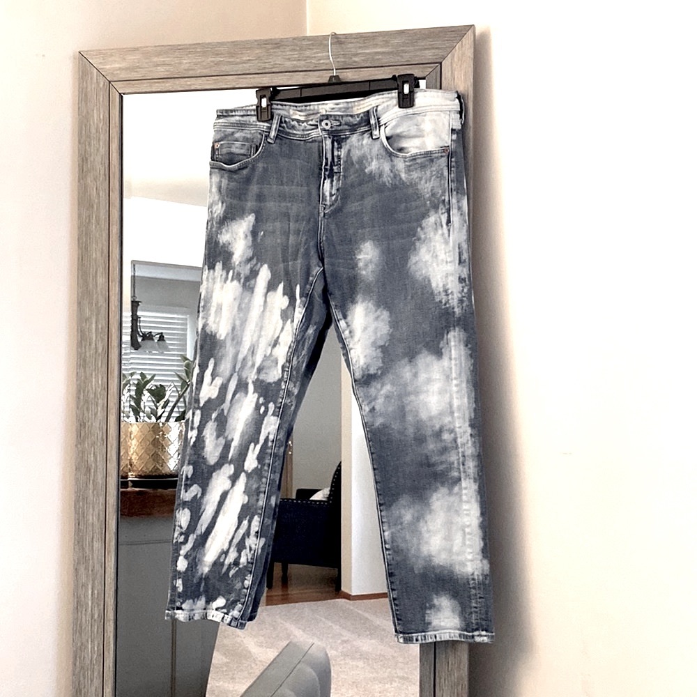 Pilcro by Anthropologie, 32, slim boyfriend, acid wash bleached out jeans, Fun!!
